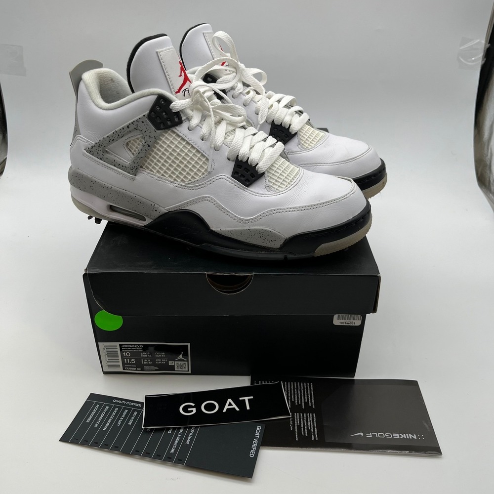 Jordan Air Jordan 4 Golf Men 10 White Good Retro White Cement CU9981-100